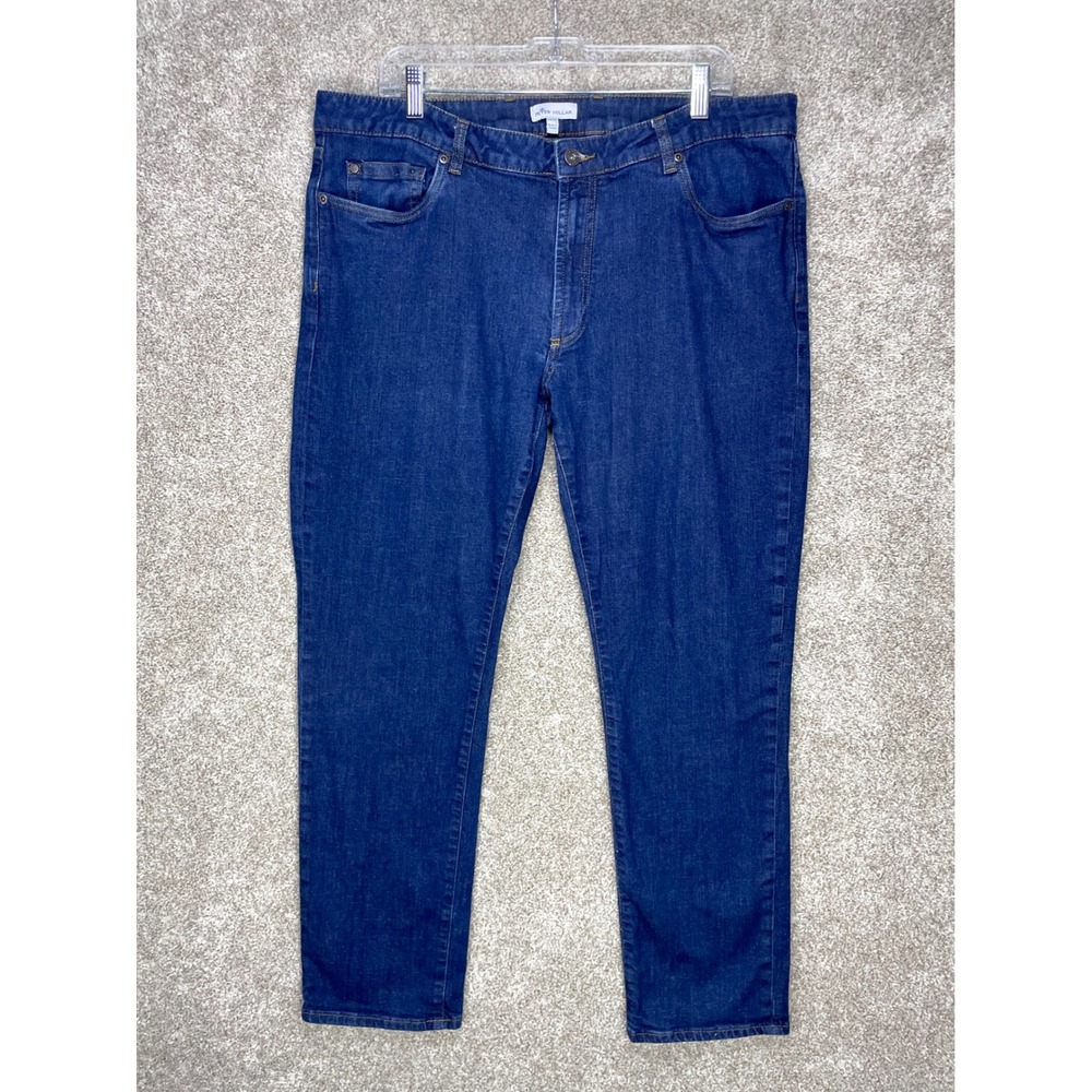 Peter Millar Crown Pilot Mill Straight Jeans Mens 38x30 Dark Wash Stretch Denim